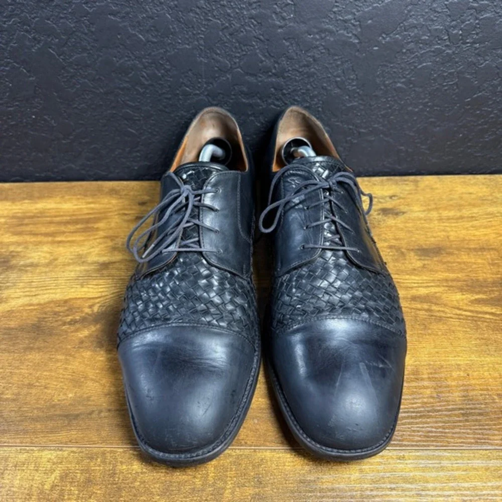 Bostonian Florentine 25619 Black Leather Woven Dress‎ Shoes Mens 12 M